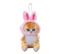 Porte-clés mignon en peluche de chat, breloque de porte-clés de chat | Pendentifs pour sac à dos de chat en peluche avec chapeau de lapin | Porte-clés mignon en peluche pour remplir les chaussettes