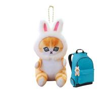 Porte-clés mignon en peluche de chat, pendentif porte-clés de chat | Pendentifs de sac à dos de chat en peluche avec chapeau de lapin | Porte-clés mignon en peluche pour remplir les chaussettes, la