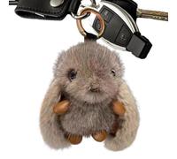 Porte-clés mignon en peluche lapin - Pendentif sac de en peluche - Ornement esthétique pour clés de voiture, sacs d'école, portefeuilles, gris, Refer to description
