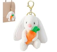 Porte-clés Mignon Lapin Lulu -peluche 14x9x17cm Fuzzy Pľush Bùnny Tenant Une Carotte | Charme De Sac Kawaii, Porte-clés En Peluche De Pâques Pour Sacs À Dos, Filles, Femmes, Cadeaux
