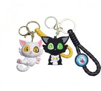 Porte-clés mignon pour femme - Porte-clés chat noir - Porte-clés Suzume no Tojimari DaijinSadaijin pour meilleure amie comme cadeau significatif, Porte-clés chat noir et blanc, Normal