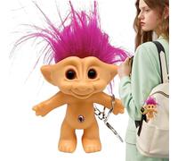 Porte-clés mignon, troll, porte-clé, figurine de cheveux de couleur folle, troll, adorable porte-clés anti-perte, 10 cm pour femmes et filles