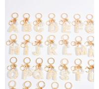 Porte-clés mignons avec lettre initiale, porte-clés en résine avec feuille d'or et pendentif papillon à gland. Porte-clés mode pour femme, décoration de sac à main, cadeau pour la fête des pères, la f