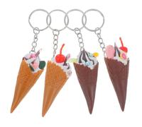 Porte-clés Mini Cône Glace Réaliste Lot de 4 en Pvc