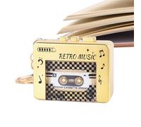 Porte-clés mini lecteur | Petit pendentif cassette avec 10 chansons, porte-clés disque de musique, pour sac à dos, sac à main, voyage, maison, bureau, trajet, salle de ole