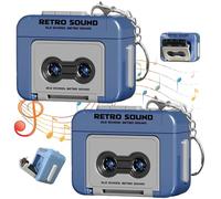 Porte-clés Mini magnétophone 2 pièces, Porte-clés en Plastique rétro enregistrable pour Mini magnétophone à Cassette pour Sacs à Dos, Sacs Main, Cassette