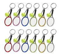 Porte-Clés Mini Raquette et Balle de Tennis - Cadeau Exquis de Sport en 6 Couleurs 12 Pièces pour Amateurs