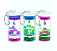 Porte-Clés Minuteur Liquide Bicolore,3 PCS Minuteur Sensoriel Liquide,Porte-Clés Sensoriels Anti-Stress et Anti-Anxiété,Jouet Apaisant pour Enfants et Adultes Atteints de TDAH et D'autisme