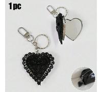 Porte-clés miroir décoré d'un nœud papillon en soie noire, charm de sac vintage Y2k mignon et polyvalent, porte-clés Y2k mignon et polyvalent, porte-clés décoratif de sac, petits cadeaux d'accessoires