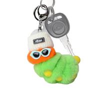 Porte-clés moelleux - Porte-clés chenille à pompon avec lunettes de soleil et bonnet d'hiver - Pendentif de en peluche de dessin animé mignon de porte-clés de chenille anti-perdue pour des femm