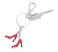 TROIKA Porte-clés Pumps avec deux talons hauts, mousqueton et anneau porte-clés, en métal moulé chromé, rouge et noir original, rouge/noir, 12,2 x 3,5 x 0,8 cm