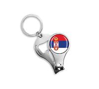 Porte-clés multifonction avec décapsuleur et coupe-ongles Motif drapeau national de Serbie