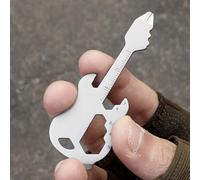 Porte-clés multifonction en acier inoxydable avec décapsuleur, tournevis, pour clé de rayon de vélo, règle pour randonneurs, (noir) (guitare)