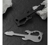 Porte-clés multifonction en acier inoxydable avec décapsuleur, tournevis, pour clé de rayon de vélo, règle pour randonneurs, (argent) (guitare)