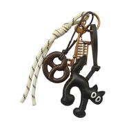 Porte-clés multifonction en forme de chats de dessin animé pour sac à main et sac à dos pour intérieur de voiture, Blanc cassé1