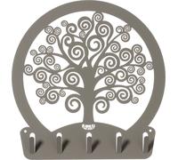 Porte-clés mural Arbre de Vie en Boue Design Moderne en Acier, 5 Crochets, Décoratif pour Entrée et Bureau Fabriqué en Italie