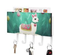 Porte-clés mural décoratif en forme de lama, alpaga et cactus, avec 5 crochets adhésifs et plateau, idéal pour l'entrée, la porte, la salle de bain ou la cuisine. Parfait pour l'entrée, la salle de