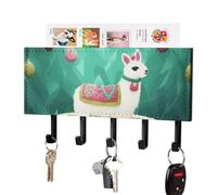 Porte-clés mural décoratif en forme de lama, alpaga et cactus, avec 5 crochets adhésifs et plateau, idéal pour l'entrée, la porte, la salle de bain ou la cuisine. Parfait pour l'entrée, la salle de