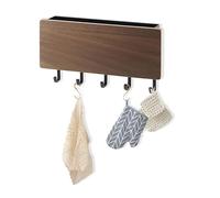 Porte-clés Mural en Bois, 7x4x1.1 Pouces, avec 5 Crochets, Organisateur de Courrier pour Entrée, Couloir, Porte(Système ABS)