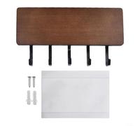 Porte-clés mural en bois avec 5 crochets pour l'organisation de l'entrée, solution de rangement pour clés, portefeuilles, courrier et petits articles suspendus (bois)