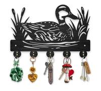 Porte-clés mural en bois - Motif canard sauvage - 5 crochets en métal durable - 30 x 20 cm - Cadeau décoratif pour entrée, chambre à coucher, cuisine, salon, bureau
