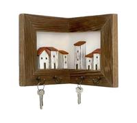 Porte-clés mural en bois rustique 3D avec crochets, porte-clés, porte-clés, pour entrée, porte d'entrée, couloir, salon, bureau, maison, appartement, maison, vestibule, foyer