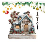 Porte-clés mural - Maison de Noël Halloween Crochets en bois Librairie créative | Décoration murale de vacances à suspendre avec crochet pour clés, panneau de vacances avec porte-clés, panneau 2D à