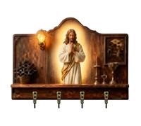 Porte-clés mural multifonctionnel en bois, 2D, plat, avec 4 crochets, motif automne, panneau de bienvenue. (D, B)