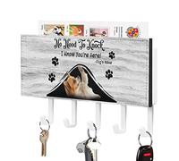 Porte-clés mural « No Need to Knock I Know You're Here » - Avec chiens - Auto-adhésif - À suspendre - Pour entrée, porte d'entrée, couloir, 17,8 x 10,2 cm