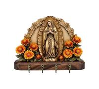 Porte-clés Mural Notre-Dame de la Vierge Marie avec Crochets pour Un Rangement organisé des clés (Brown, 30x23x0.4cm)