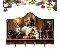 Porte-clés mural sacré Notre Dame de Guadalupe - 2D plat en bois - Thème de communion de Jésus - Décoration religieuse chrétienne - Support mural - Organisateur multifonction avec crochets (1 pièce)