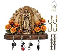 Porte-clés Mural Sacré Notre-Dame de Guadalupe, Décoration Murale Religieuse Fermière Vierge Marie 2D Plate, Art Mural de la Vierge Marie pour la Communion avec 4 Crochets en Métal