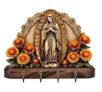 Porte-clés Mural Sacré Notre-Dame De Guadalupe, Porte-clés Doré De La Vierge Marie, Décoration Murale Religieuse Plate 2D De La Ferme De La Vierge Marie avec 4 Crochets(1pcs)