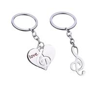 Porte-clés musical - Pendentif en métal - Accessoire de couple - Note musicale - Porte-clés - Symbole de musique - Anneaux en métal - Saint-Valentin - Fête de Noël - Sac à dos - Décoration roman