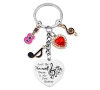 Porte-Clés Musicaux Inspirants, Just Be Yourself en Forme de Cœur Porte-Clés pour Mélomanes Article Tendance Cadeau d'Anniversaire pour Fans Femmes Filles