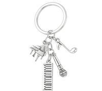 Porte-Clés Musique - Porte-Cléf Piano et Charme de Sac pour Femmes avec Piano, Microphone et Pendentifs Note de Musique, Cadeaux de Porte-Clé Cool pour Musiciennes