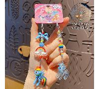 Porte-clés My Little Pony Rainbow Dash - Breloque multifonctionnelle pour le nez, porte-clés, dragonne, porte-clés, breloque pour sac à dos. Pendentif poney bleu kawaii avec perles arc-en-ciel. Design