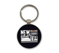 Porte-clés New Orleans City Travel USA Louisiane, design rond en verre, porte-clés personnalisé
