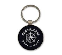 Porte-clés New Orleans Louisiane USA Coordinates Travel City - Design cercle en verre noir - Personnalisé - Porte-clés en acier