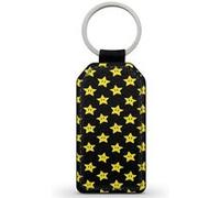 Porte-Cles Noir en Simili Cuir Mario star etoiles Ref 15095 Noir G