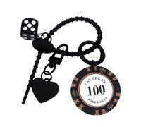 Porte-clés nouveauté, jeton de poker, cube jeton sac à dos, breloque portable, porte-bonheur, pendentif de sac à dos, accessoires clés pour sacs, bagages, téléphones portables, Noir , Siehe