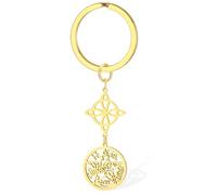 Porte-clés nœud de sorcière tétragramme pentagramme pendentif celtique protection sorcellerie bijoux païens pour femme (Or 2)