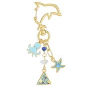 Porte-Clés Océan, Étoile de Mer et Charms Bleus, Accessoire Élégant pour Emporter la Magie du Monde Marin,Bagages Décor,Bagages Décor