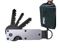 Porte-clés - Organisateur de clés en métal compact pliable avec construction légère, support sécurisé protège 1 à 5 clés pour voyage, bureau, maison, extérieur, quotidien, gris, Refer to description