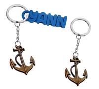 Porte-Clés Original, Ancre, Avec ou Sans Prénom, Marin, Voilier, Pêche, Voyage, Bateau, Mer, Personnalisable, Bijou de Sac, Porte Clef pour Homme et Femme (Style 1 sans Prénom)