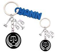 Porte-Clés Original, Avec ou Sans Prénom, Balance de la Justice, Feuille de Laurier, Pour Rester dans le Droit Chemin, Cadeau pour Avocat, Policier, Juge, Etudiant en Droit