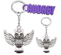 Porte-Clés Original, Avec ou Sans Prénom, Chouette, Hibou, Forêt, Nature, Oiseau, Personnalisable, Porte-Clef pour Homme et Femme, Bijou de sac (Avec Prénom)
