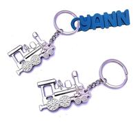 Porte-Clés Original, Avec ou Sans Prénom, Locomotive, Train à Vapeur, Cheminots, Voyage, SNCF, Rails, Personnalisable, Bijou de Sac, Porte Clef pour Homme et Femme (Avec Prénom)