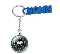 Porte-Clés Original, Bijou de Sac, Signes du Zodiaque, Signes Astrologiques, 12 Constellations au Choix, Lion, Vierge, Balance, Scorpion, Sagittaire, Porte-Clés Anniversaire (Taureau avec Prénom)