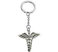 Porte-Clés Original, Bijoux de Sac, Caducée, Idée Cadeau Infirmière, Médecin, Docteur, Soignants, Porte Clef pour Homme ou Femme, Personnalisable, avec ou sans Prénom (Sans Prénom)